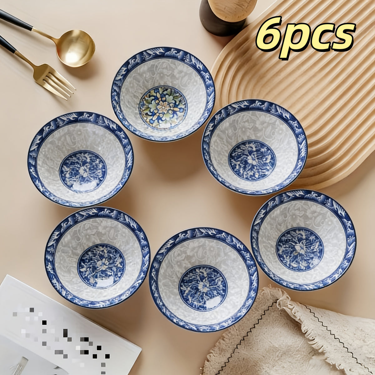 Set of 6 Slim Ceramic Bowls 6 Inch Microwave Safe Soup Noodle Meal Prep Serving Bowls for Home Kitchen
