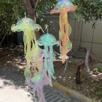 LED Jellyfish Chandelier Lights Color Changing, Set of 2 Hanging Outdoor Garden Tree Lights for Christmas, Halloween, Gender Reveal & Mood Lighting, Battery Powered