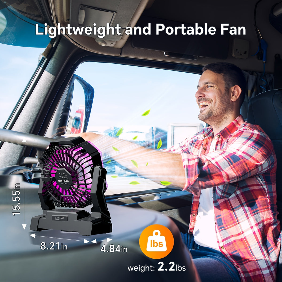 20000mAh USB Rechargeable Compact Fan with LED Light, Digital Display & Emergency Charging – Tent Hook Included, Portable Fan for Camping, Office, Gym & Home