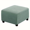Stretch Ottoman Footstool Cover Elastic Square Slipcover – Grip Polyester Stretch Protector with Elastic-Band Closure, Machine Washable Footstool Cover for Home & Office, 1pc