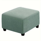 Stretch Ottoman Footstool Cover Elastic Square Slipcover – Grip Polyester Stretch Protector with Elastic-Band Closure, Machine Washable Footstool Cover for Home & Office, 1pc