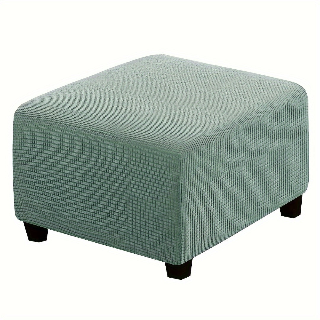 Stretch Ottoman Footstool Cover Elastic Square Slipcover – Grip Polyester Stretch Protector with Elastic-Band Closure, Machine Washable Footstool Cover for Home & Office, 1pc