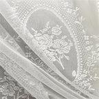 Lace Embroidery Sheer Curtain Rod Pocket Floral for Bedroom, Living Room & Wedding – Machine Washable Unlined Polyester, Glam Decor, 4 Sizes