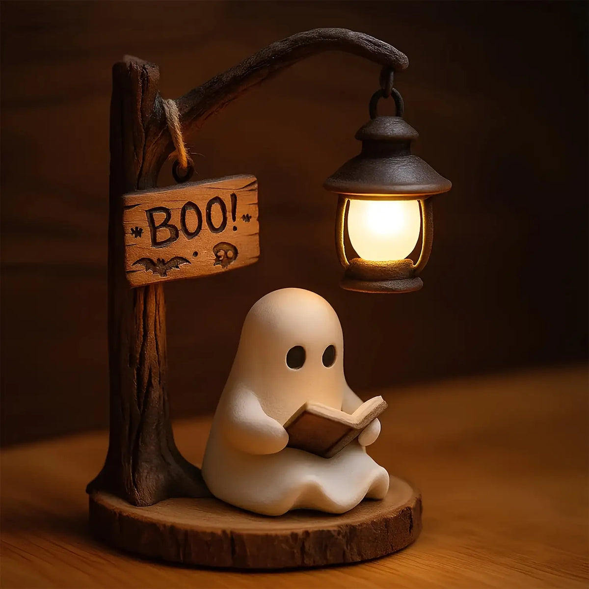 Boo Ghost 3D Resin Halloween Night Light – Cute Reading Lantern, Warm Indoor Glow, Decorative Lamp for Bedroom & Living Room – Ghost Theme Gift with Exquisite Details