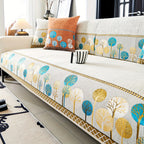 Bohemian Chenille Sofa Cover Tree Embroidery Print Thick Non-Slip Pet Friendly One-Piece Couch Protector Armchair Loveseat 3 4 Seater