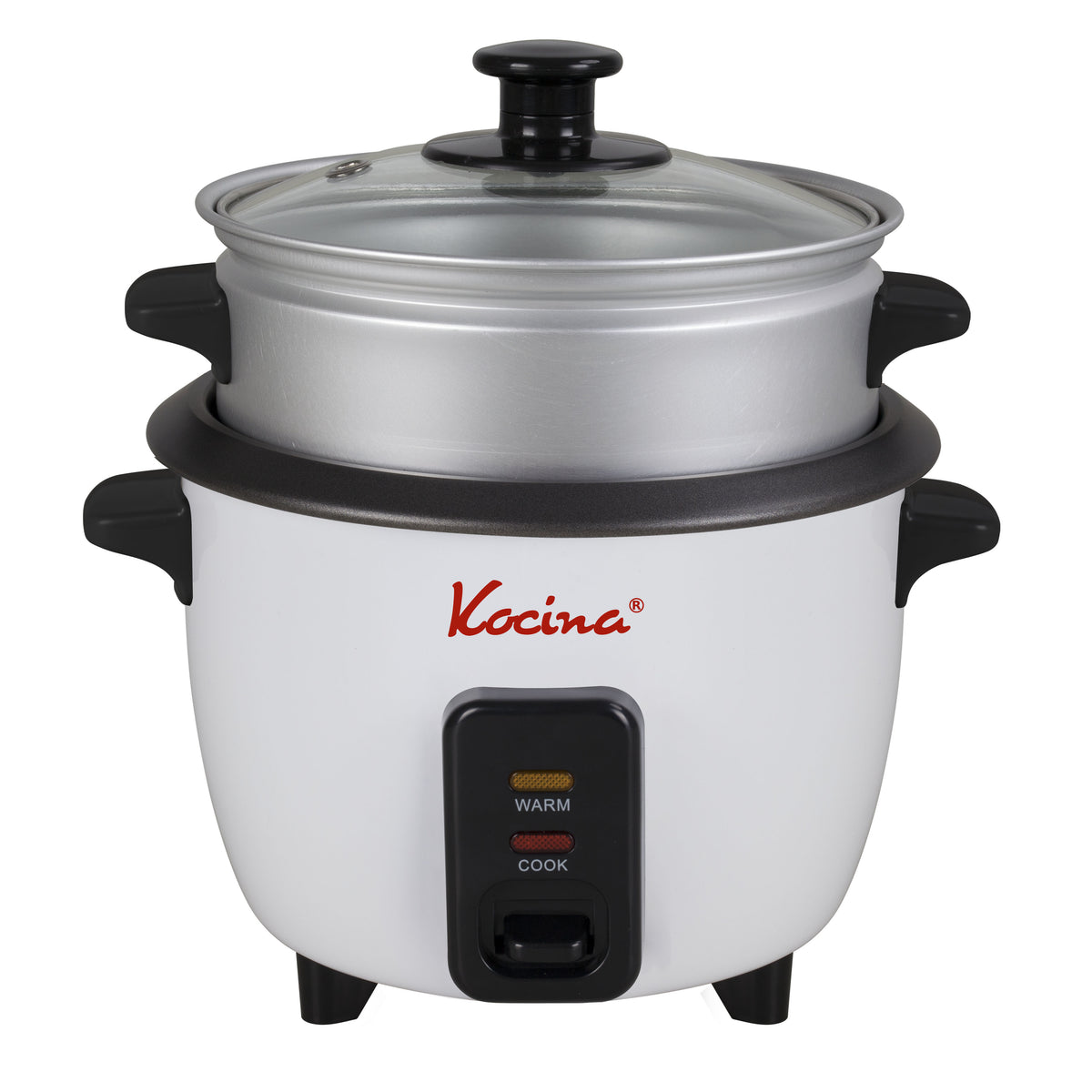 Mini Rice Cooker with Keep Warm | One-Touch Compact Electric Rice Cooker with Nonstick Pot, Glass Lid & Steamer | 0.6L (3 Cup) & 1.5L (8 Cup) | White or Black
