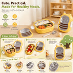 Bee Stainless Steel Bento Box 2 Compartment Lunch Box Microwave Safe Lightweight Portable for Kids Adults Picnic Commute Back to School Gift