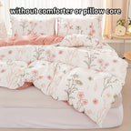 Duvet Cover Set Multicolor Floral Print Queen King Twin Full - 3-Piece Soft Breathable Bedding with Pillowcases, Boho Bedroom Decor All-Season