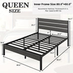 Metal Platform Bed Frame with Headboard & Footboard | 12.2" Under-Bed Storage, 800 lbs Capacity, Noise-Free, No Box Spring Needed – Queen & Full, Rustic Grey
