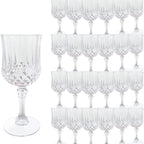 Plastic Vintage Wine Glasses Set of 24 – 7oz Unbreakable Crystal Highball Glasses for Wine, Champagne & Water | Reusable Wedding & Party Drinkware