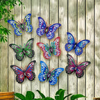 Metal Butterfly Wall Art Decorations Set of 8 – Colorful 3D Iron Butterfly Wall Decor for Garden Patio Indoor Walls, All-Season Outdoor Wall Art, Mother's Day Father's Day Gift