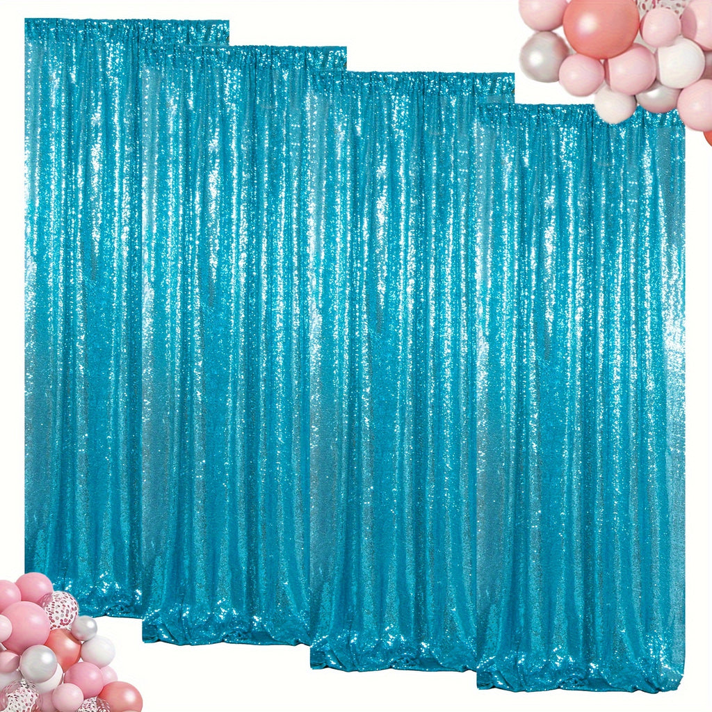 Sequin Backdrop Curtains 4 Panels 2FT x 8FT Glitter Party Decorations for Wedding Birthday Photo Booth Stage Background 30+ Colors