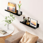 Floating Shelves Set of 4 Wall Mounted Shelves – Picture Ledge Display Shelf for Living Room, Bedroom, Bathroom, Kitchen & Home Office – Decorative Wall Shelves in White, Black, Grey & Pink