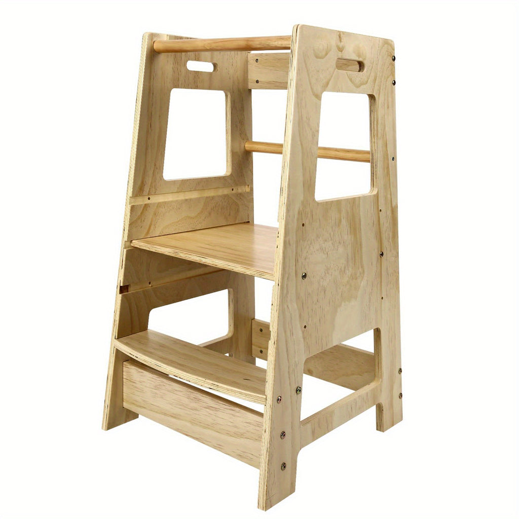 Toddler Learning Tower Kitchen Helper Stool – Safe Standing Step Stool for Kids at Kitchen Counter, Adjustable Height Toddler Tower for Cooking & Learning, Available in Random & Wood Color