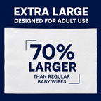 Extra Large Adult Wet Wipes Unscented 240ct – 4 Packs of 60, Oversized 8"x13" Soft Thick Disposable Bathing Wipes with Aloe & Vitamin E for Seniors, Incontinence & Personal Care