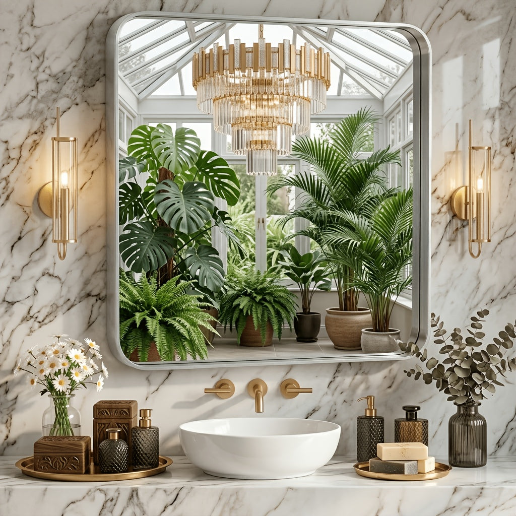 Metal Framed Rounded Rectangle Wall Mirror for Bathroom – Over Sink, Horizontal or Vertical Hanging, Modern Farmhouse Decor, Matte Black, Gold & Silver, Multiple Sizes 16x20 to 36x48 In