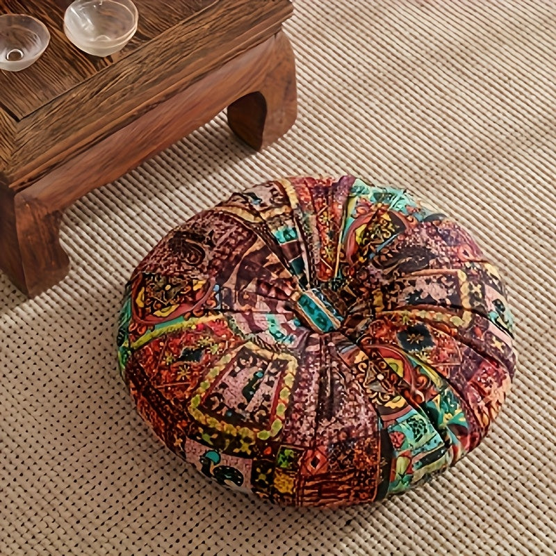 Boho Round Floor Cushion Pillow Thick Filling - Bohemian Decorative Accent Pillow for Sofa Living Room Bedroom, 6 Colors, 2 Sizes