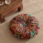 Boho Round Floor Cushion Pillow Thick Filling - Bohemian Decorative Accent Pillow for Sofa Living Room Bedroom, 6 Colors, 2 Sizes