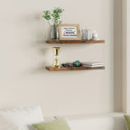 Wall Mounted Rustic Floating Shelves 22.5 Inch Set of 2 – Wood Hanging Shelf with 22 lbs Capacity for Bathroom, Bedroom, Living Room, Kitchen & Office Books Storage and Room Decor