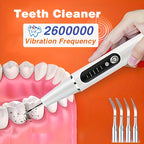 Electric Plaque Remover Teeth Cleaner - LED Light 5 Mode Rechargeable Dental Scaler 3 Stainless Steel Heads Home Travel Oral Care Tool