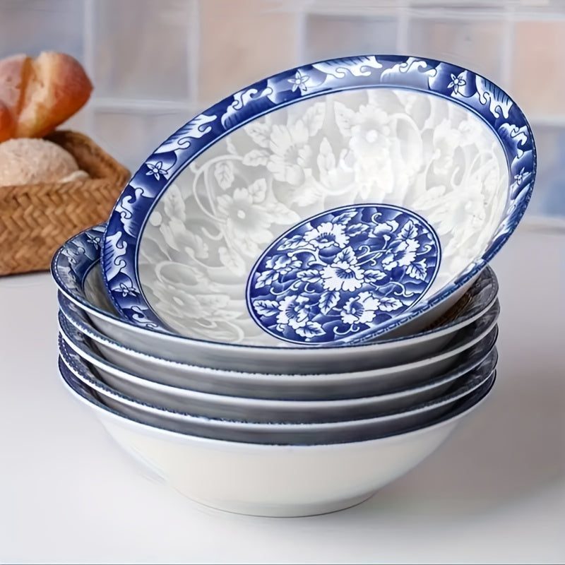 Set of 6 Slim Ceramic Bowls 6 Inch Microwave Safe Soup Noodle Meal Prep Serving Bowls for Home Kitchen