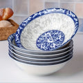 Set of 6 Slim Ceramic Bowls 6 Inch Microwave Safe Soup Noodle Meal Prep Serving Bowls for Home Kitchen