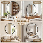 Round Wall Mirror 20 24 28 30 Inch – Circle Vanity Mirror for Bathroom, Bedroom & Living Room | Anti-Rust Modern Decor | Black & Gold