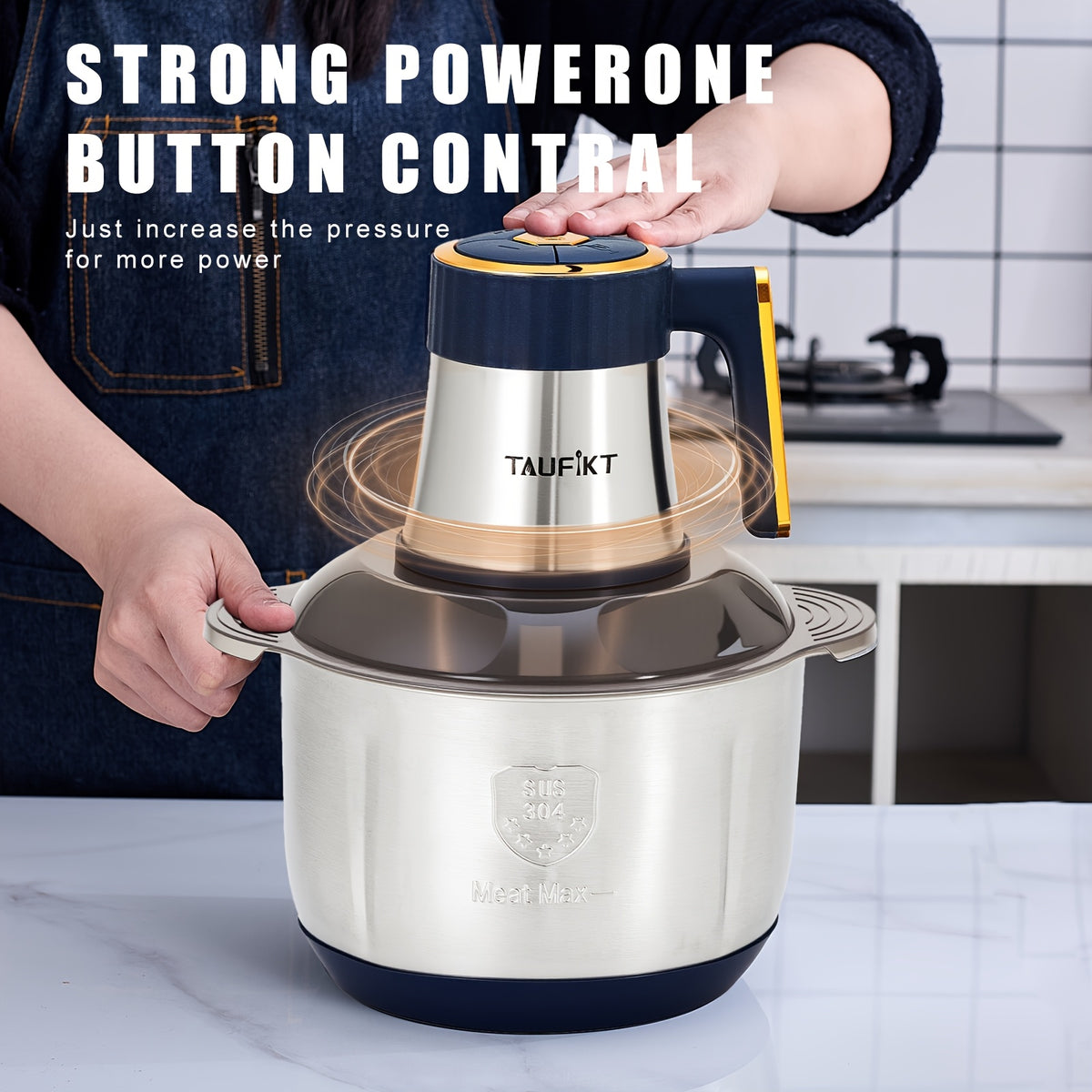 Electric Meat Grinder 1.32 Gal 5-Speed Multifunctional Food Chopper with 6 Blades - Household Mincer for Meat Vegetables Garlic Puree Juice Noodles Baby Food, Blue/Green