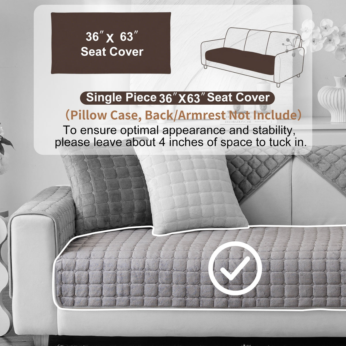 Short Plush Sofa Cover Soft Thick Pet Friendly All Season Sofa Protector Machine Washable for 1 2 3 4 Seater Living Room Bedroom Office Winter