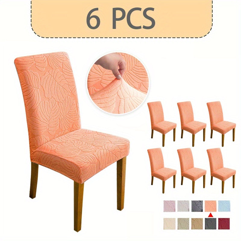 Jacquard Stretch Dining Chair Covers 4/6pcs – Removable Washable Elastic Chair Slipcovers for Dining Room & Kitchen, 10 Colors, Christmas & Holiday Home Decor Chair Protector