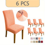 Jacquard Stretch Dining Chair Covers 4/6pcs – Removable Washable Elastic Chair Slipcovers for Dining Room & Kitchen, 10 Colors, Christmas & Holiday Home Decor Chair Protector