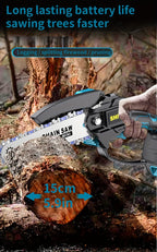 Mini Cordless Chainsaw Handheld Electric Pruning Saw with Splash Guard Security Lock Rechargeable Battery for Tree Branch Garden Yard Trimming Gift for Men
