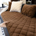 Thickened Faux Rabbit Fur Sofa Cover or Cushion Cover 2-in-1 Non-Slip Machine Washable Pet-Friendly Warm Plush Seat Pad for Bedroom Office Living Room Home Decor