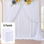 Wrinkle-Free White Backdrop Curtains Polyester, Wedding Party Photo Backdrop Drapes Rod Pocket, Single Panel or Sets of 6 8 12 Pieces