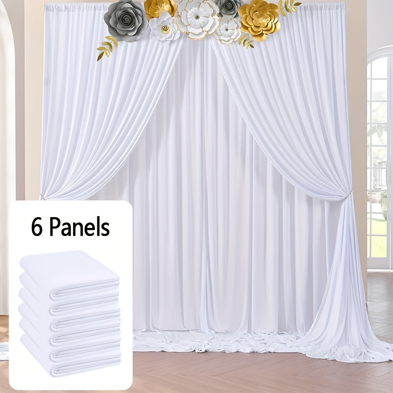 Wrinkle-Free White Backdrop Curtains Polyester, Wedding Party Photo Backdrop Drapes Rod Pocket, Single Panel or Sets of 6 8 12 Pieces