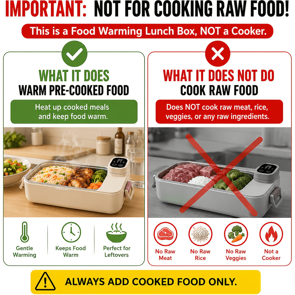 Heated Lunch Box Rechargeable with Timer - Self-Warming Portable Bento Box 80°C Keep Warm for Women & Men, Insulated Meal Prep Container with Lid, Electric Lunch Box for Work & Office