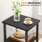 3-Tier Nightstand Side Table – Heavy Duty Steel Frame End Table for Bedroom Living Room Office Bathroom, Classic Black, 13.4"x11.8"x22.8"
