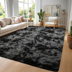Shaggy Runner Rug Soft Fluffy Area Rug Non-Slip Plush Carpet for Bedroom Hallway Dorm Living Room – Jacquard & Tie-Dye Colors, 2x6 3x5 6x9 8x10 Feet