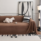 Sofa Cover Short Plush Couch Protector for 2 3 4 Seater - Machine Washable Pet Friendly Furniture Protector Slipcover All Season Thick Cushion Cover in Light Grey Deep Gray Coffee Burgundy Off White