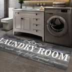 Non-Slip Runner Rug with Rubber Backing Machine Washable Gray Wood-Tone Farmhouse Floor Mat for Hallway Bathroom Laundry Room Multiple Sizes