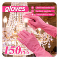 Disposable Gloves 6 Mil Pink 50 100 or 150 Count Waterproof Durable Multi-Purpose for Kitchen Cleaning Beauty Hairdressing Tattooing Pet Care Gardening Home and Commercial Use