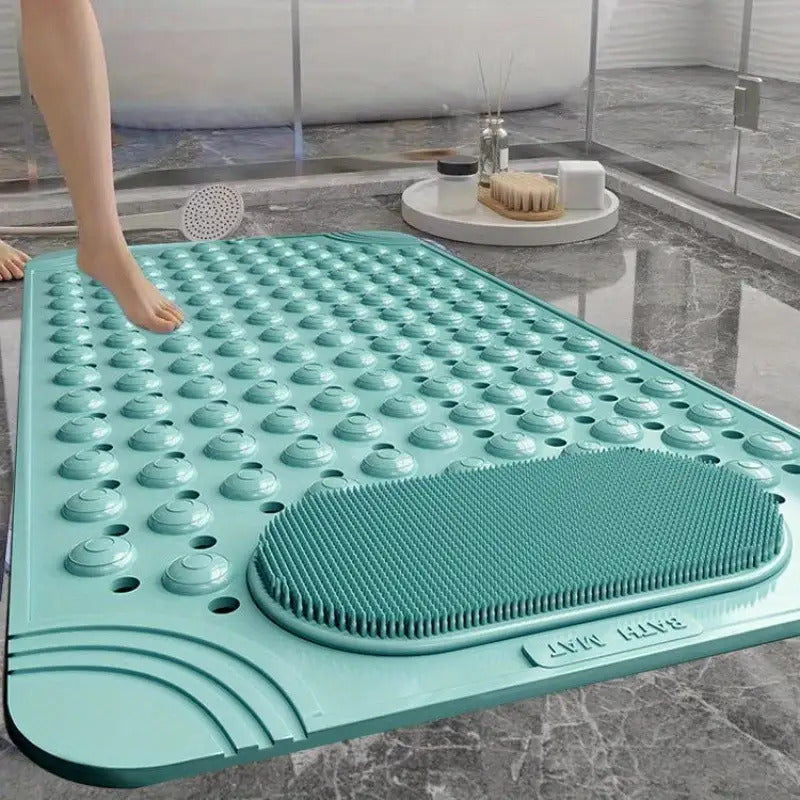 Non-Slip Bath Mat with Massage Buttons - Anti-Slip PVC Shower & Bathtub Safety Pad, 0.35" Thick, Polka Dot Pattern, Rectangular Bathroom Mat for Shower, Tub & Wet Floors - 6 Colors