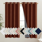 Linen Blackout Curtains 2 Panels 100% Farmhouse Grommet Top – Thermal Insulated Thick Window Drapes for Living Room Bedroom, 11 Colors 6 Sizes