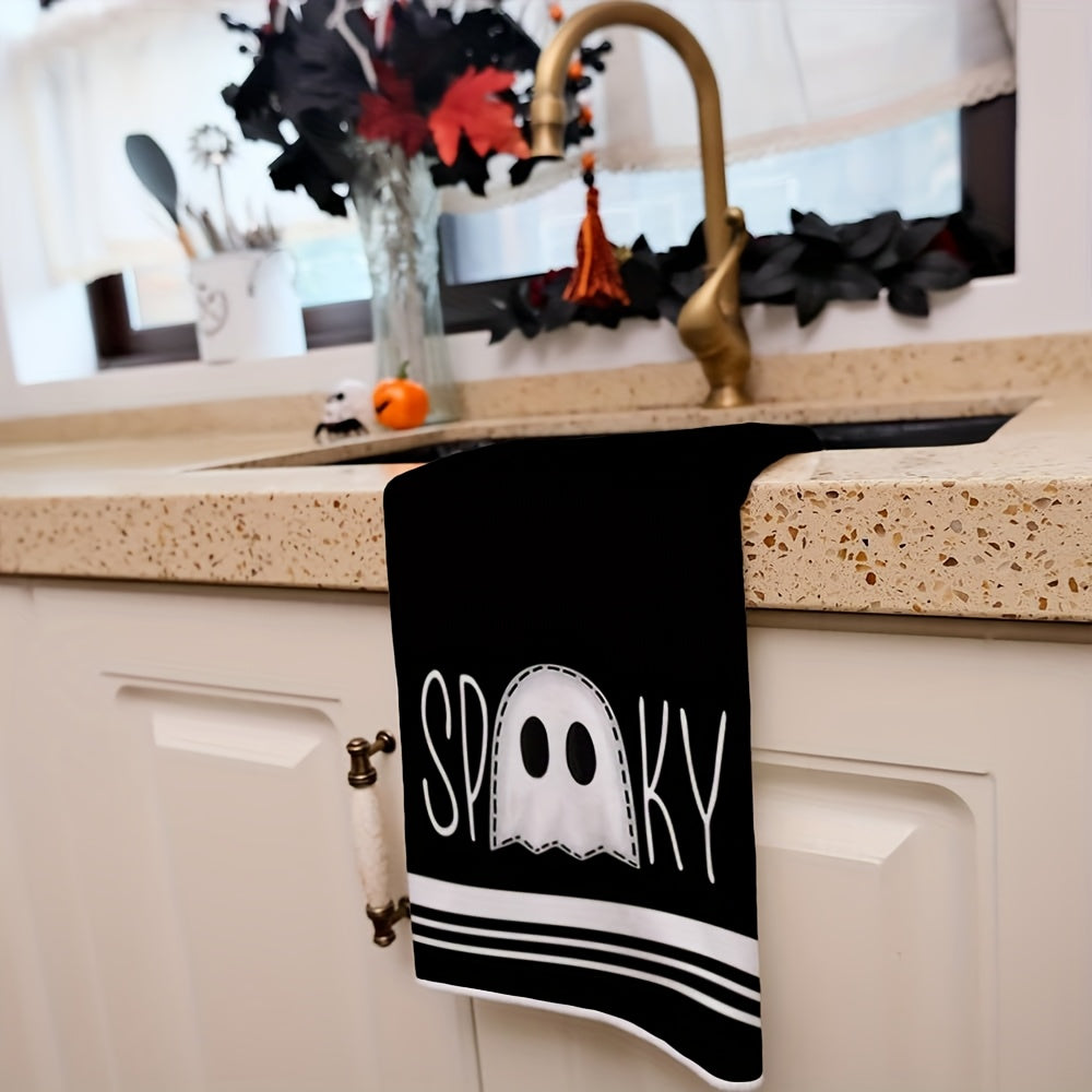 Halloween Hand Towels Set of 2 - 18x26 Inch Soft Polyester Kitchen and Bathroom Towels with Spooky Halloween Designs - Decorative Hand Drying Towels for Halloween Decor and Gifting