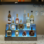 Illuminated Liquor Shelf 24 Inch LED Bar Bottle Display Unit – Wall Mounted Floating Shelf for Home Bar & Man Cave