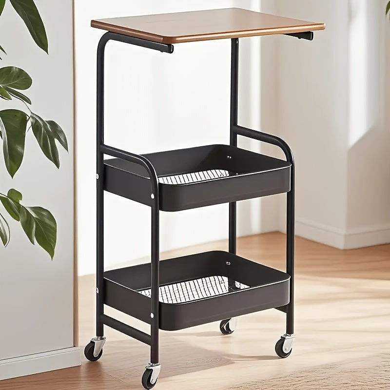 3-Tier Rolling Storage Cart with Wheels – Detachable Shelves, Portable Multi-Tier Rack for Kitchen, Bedroom, Bathroom & Snack Storage | Household Utility Cart