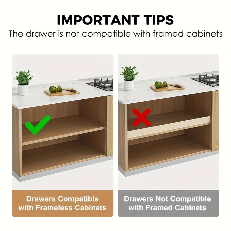 Pull Out Cabinet Organizer Slide Out Drawer Shelf No Drill | Under Cabinet Pull Out Shelf for Kitchen Bathroom Garage Bedroom
