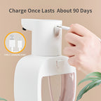 Automatic Foam Soap Dispenser Touchless USB Rechargeable - Wall-Mountable Hands-Free Soap Pump with Adjustable Foam Output for Bathroom, Kitchen & Pet Bathing, Works with Liquid Soap, Body Wash & Dish Detergent - White & Black