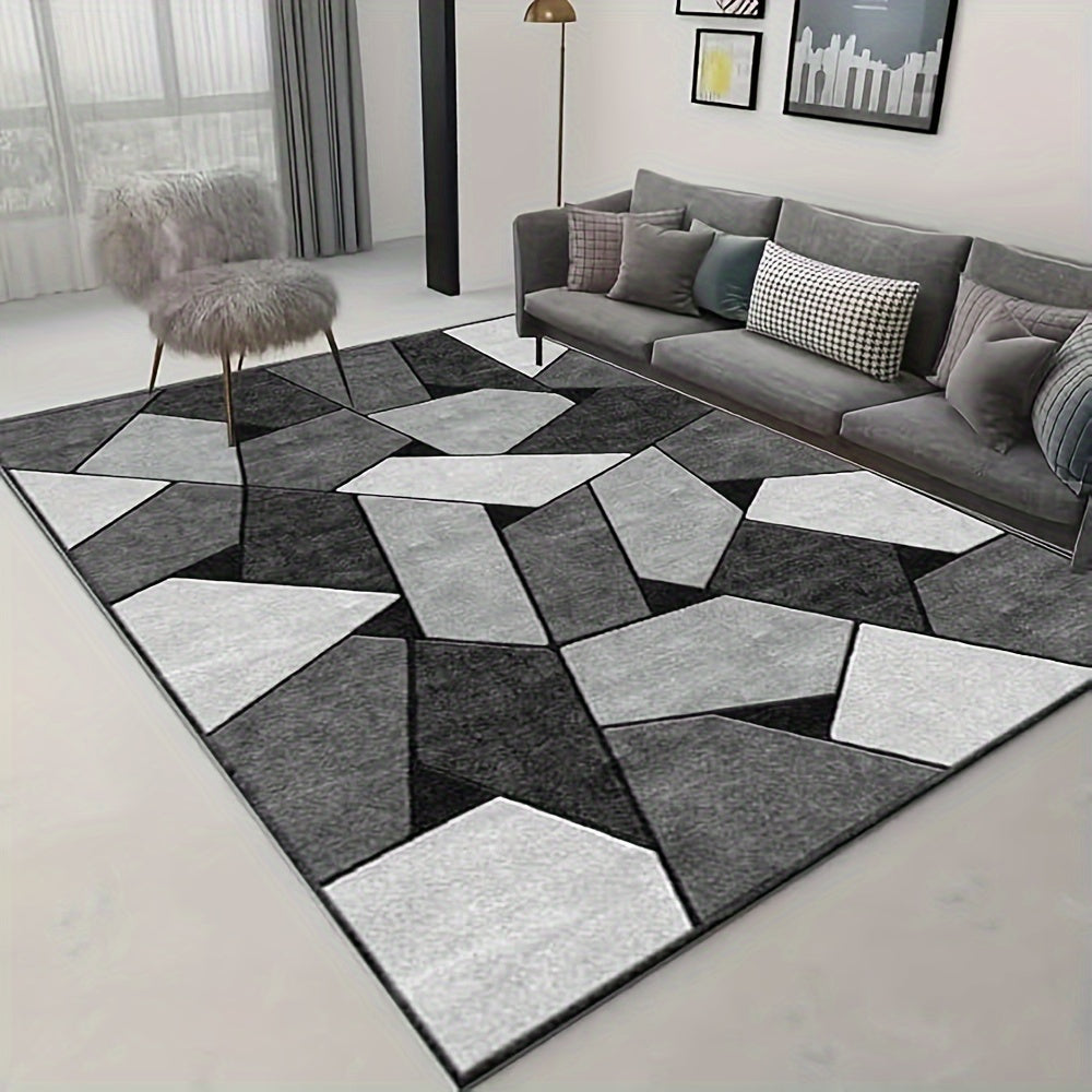 Soft Area Rug Grey White – Modern Low Pile Carpet for Bedroom Living Room, Non-Slip Backing, Machine Washable, 3x5 4x6 5x7 ft