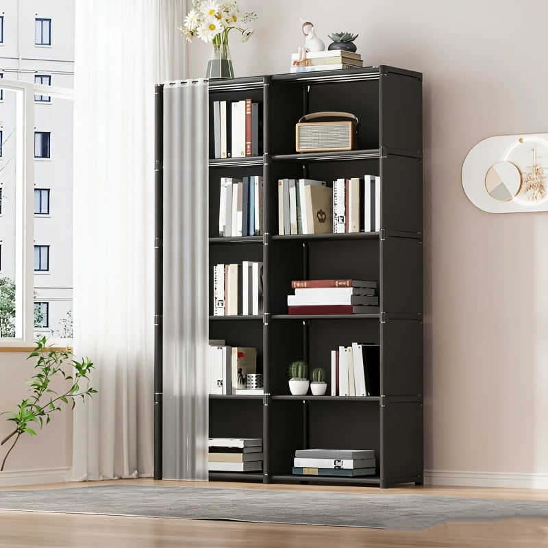 Multi-Purpose Storage Rack Single Double Row Dustproof Bookcase – Easy Install 15.75/31.5 Inch Clothing Storage Cabinet for Office, Classroom, Living Room, Bedroom & Dorm